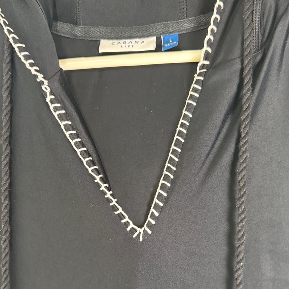 Cabana life Black Hooded swim cover up with Tassel Trim - Picture 3 of 10